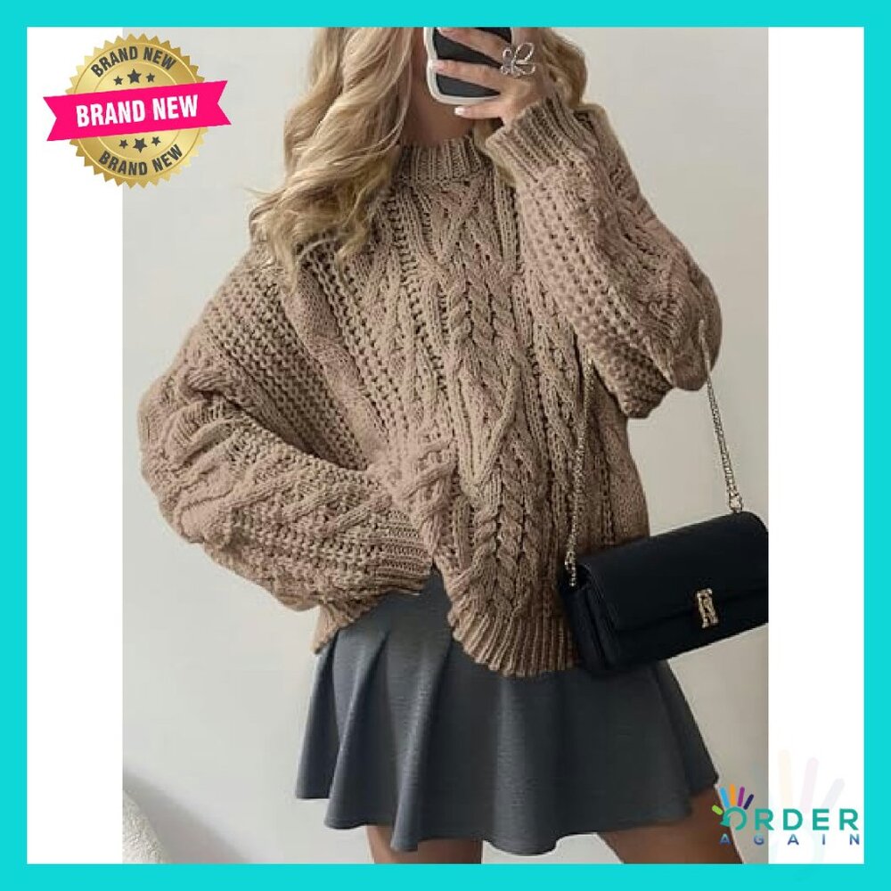 Oversized Cable Knit Pullover Chunky Winter Sweat… - image 5